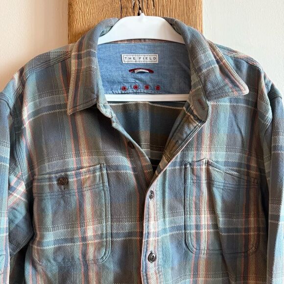 The Field Plaid Button Up Shirt Jacket 100% Cotton XL - Picture 3 of 8